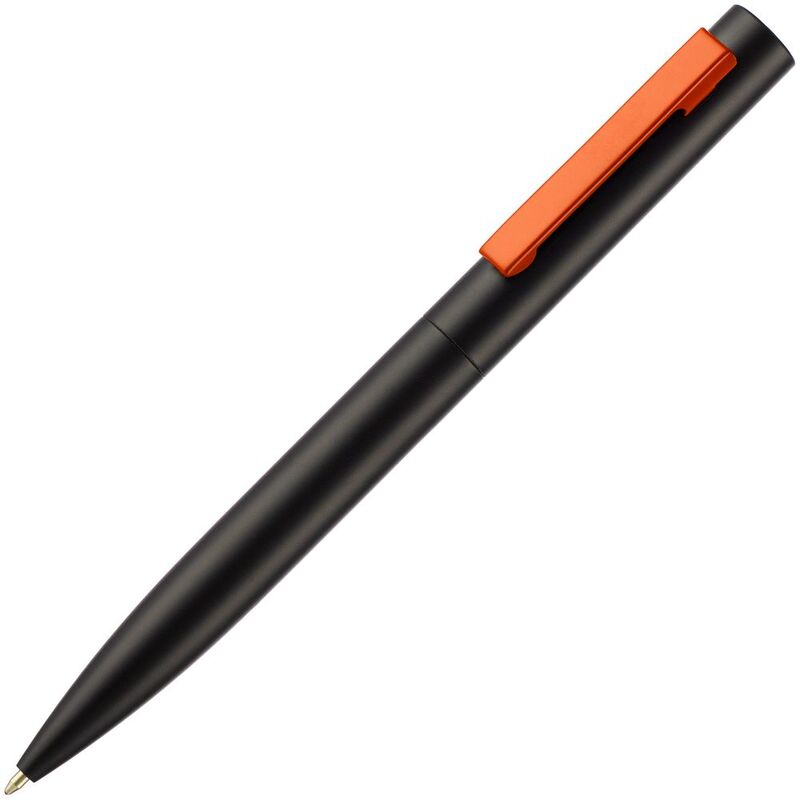 Ручка шариковая Inkolor, черная с оранжевым с логотипом
