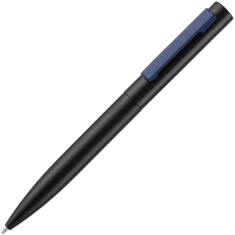 Ручка шариковая Inkolor, черная с темно-синим с логотипом
