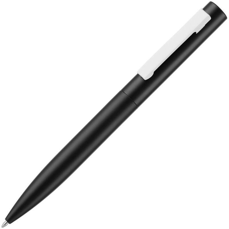 Ручка шариковая Inkolor, черная с белым с логотипом