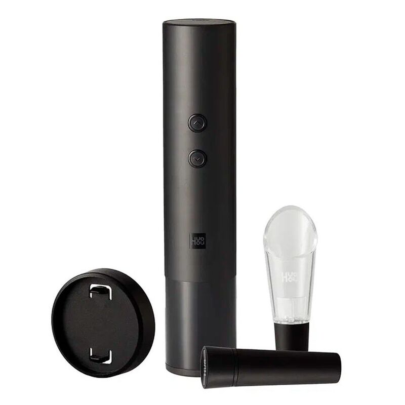Винный набор HuoHou Electric Wine Bottle Opener 4 in 1, черный с логотипом
