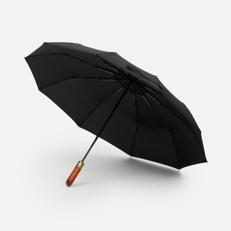 Зонт складной Cloudburst в подарочной упаковке, черный с логотипом