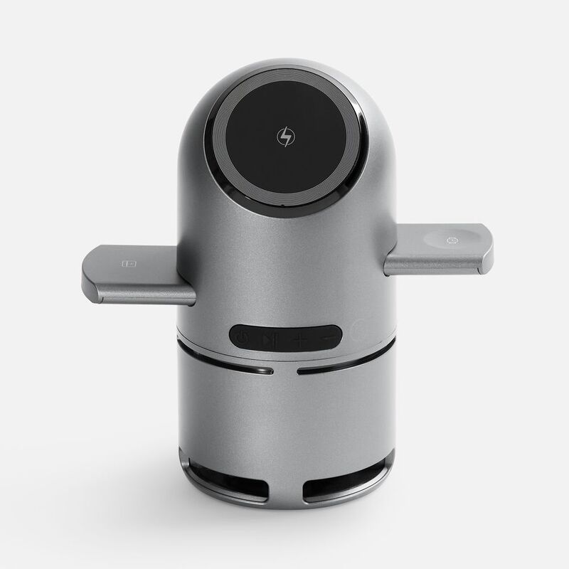 Bluetooth-колонка с беспроводной зарядкой Droid, серая с логотипом