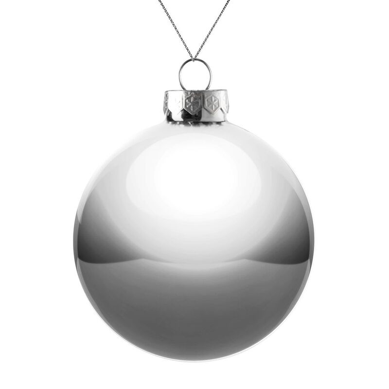Оформительский шар Finery, 10 см, глянцевый серебристый с логотипом