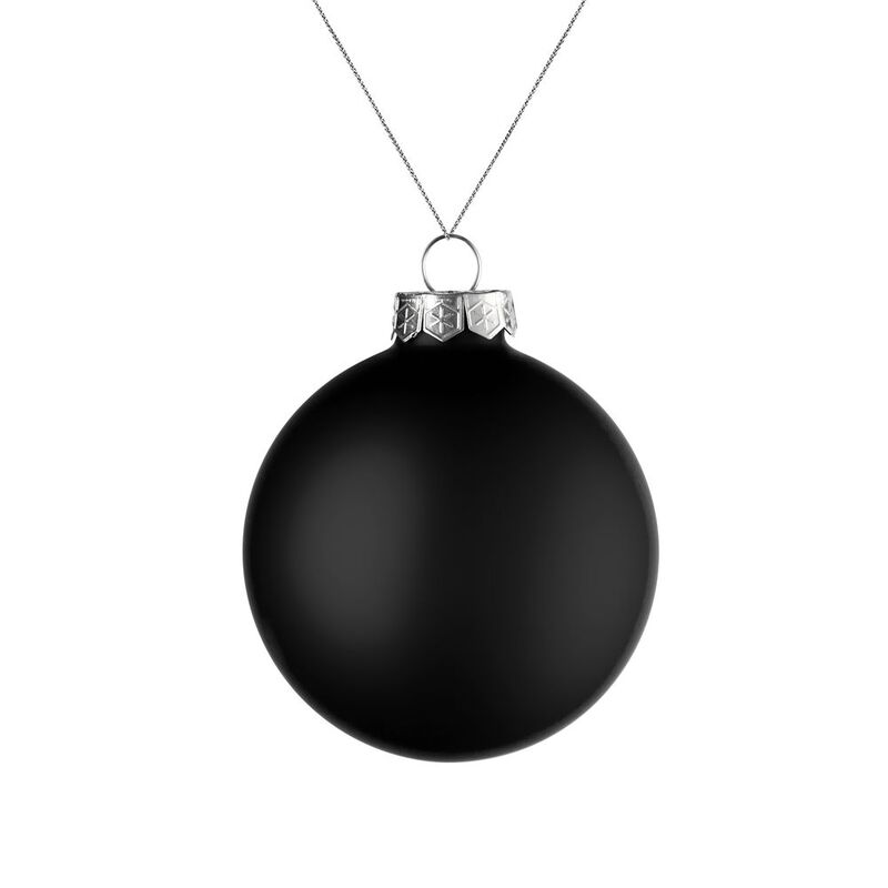Елочный шар Finery Matt, 8 см, матовый черный с логотипом