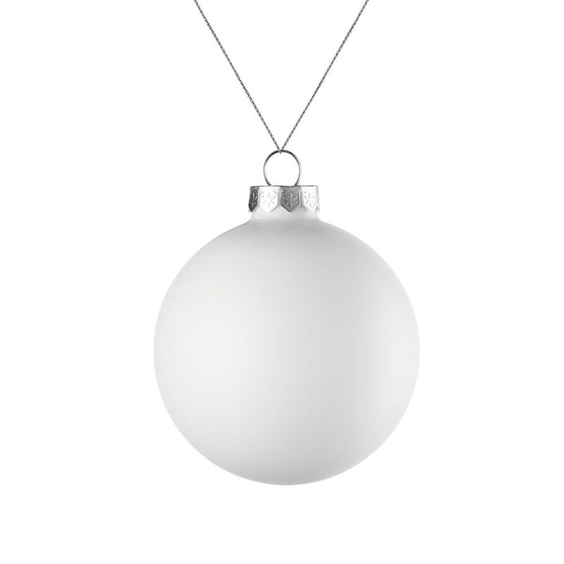 Елочный шар Finery Matt, 8 см, матовый белый с логотипом