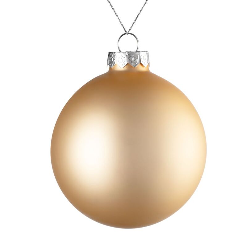 Елочный шар Finery Matt, 10 см, матовый золотистый с логотипом