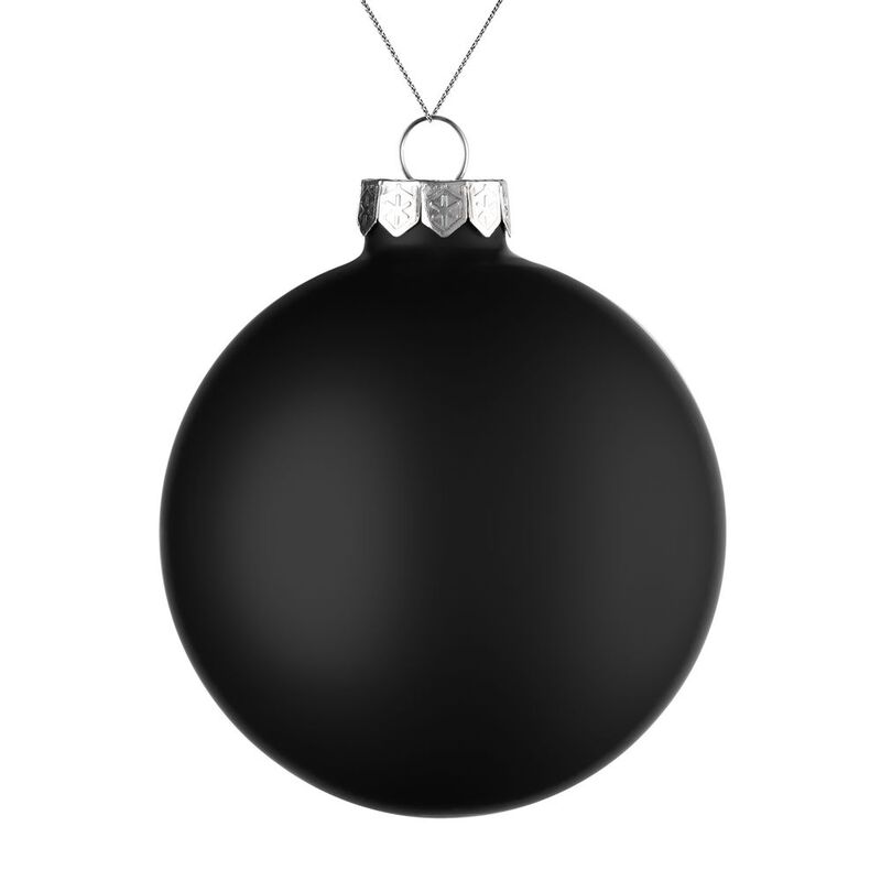 Елочный шар Finery Matt, 10 см, матовый черный с логотипом