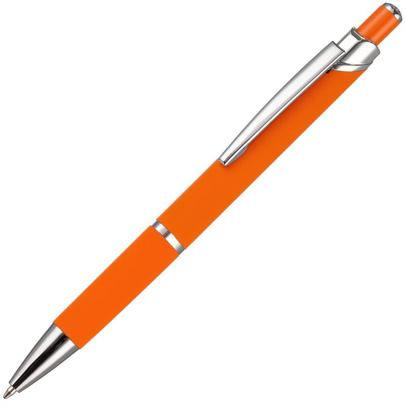 Ручка шариковая Chromos Soft Touch, оранжевая с логотипом