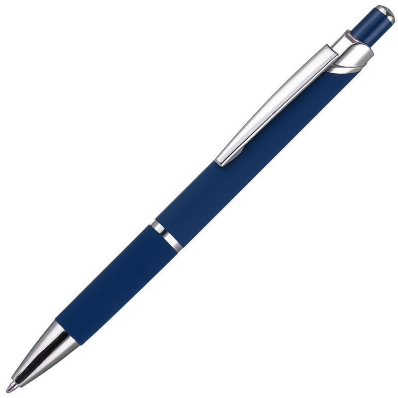 Ручка шариковая Chromos Soft Touch, синяя с логотипом