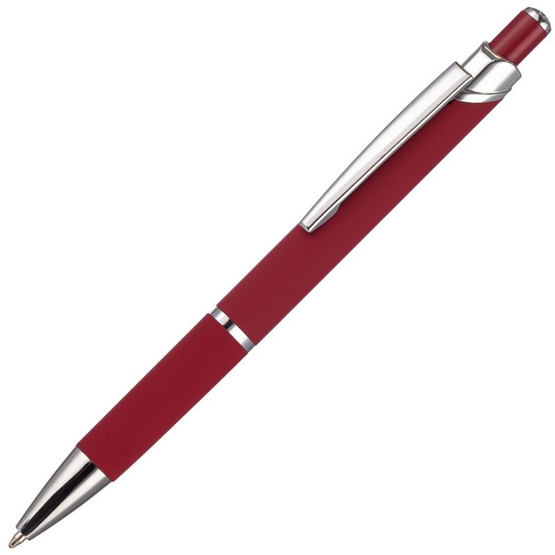 Ручка шариковая Chromos Soft Touch, красная с логотипом
