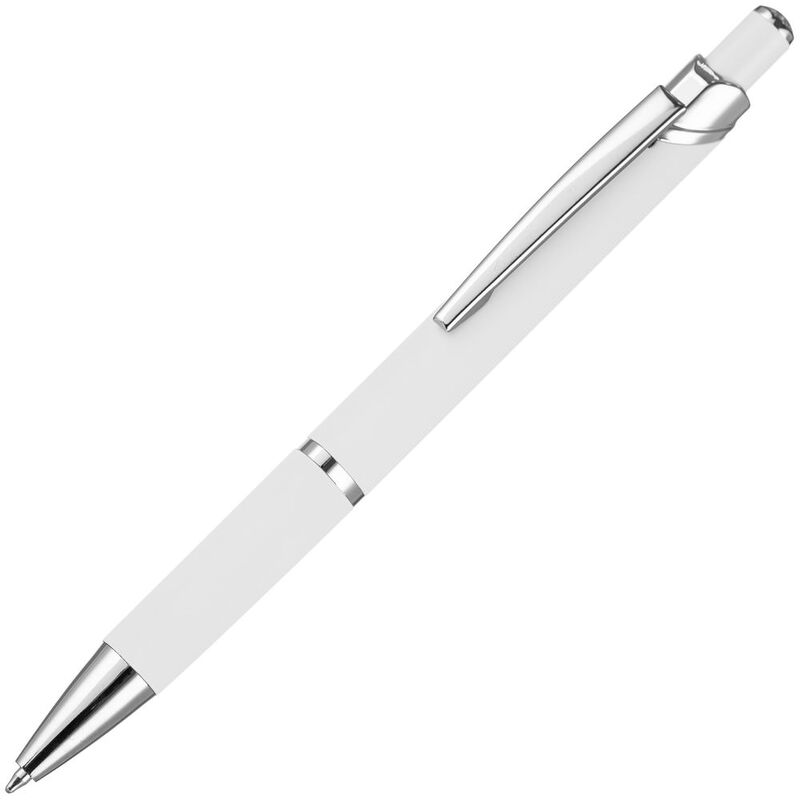 Ручка шариковая Chromos Soft Touch, белая с логотипом