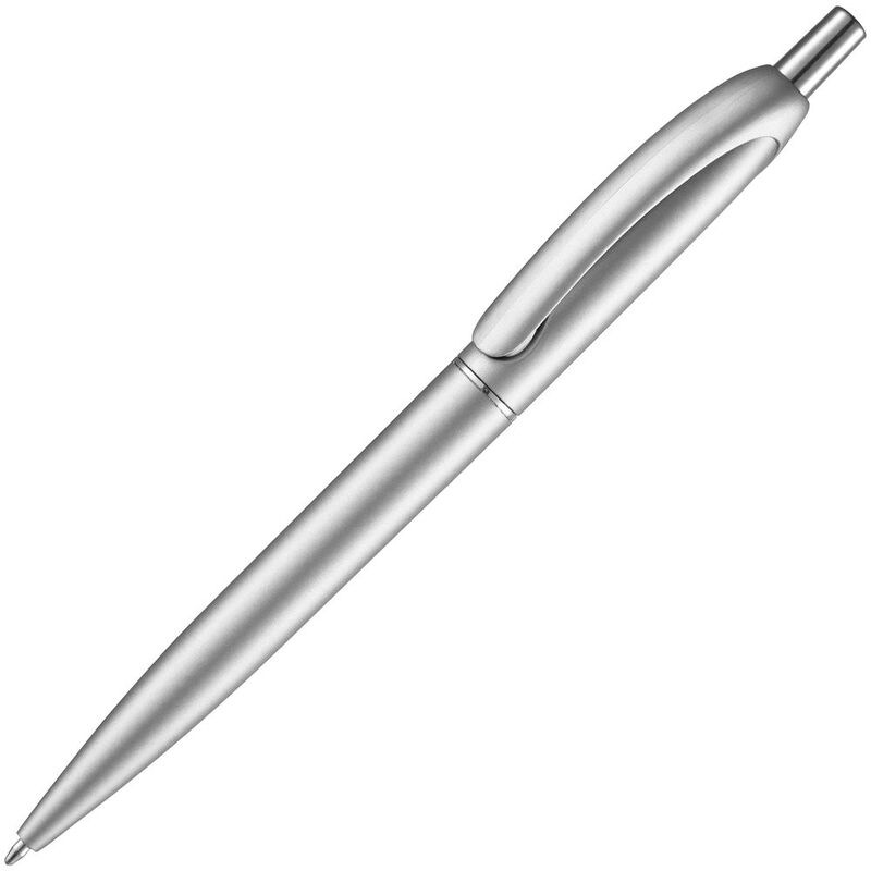 Ручка шариковая Bright Spark, серебристая с логотипом