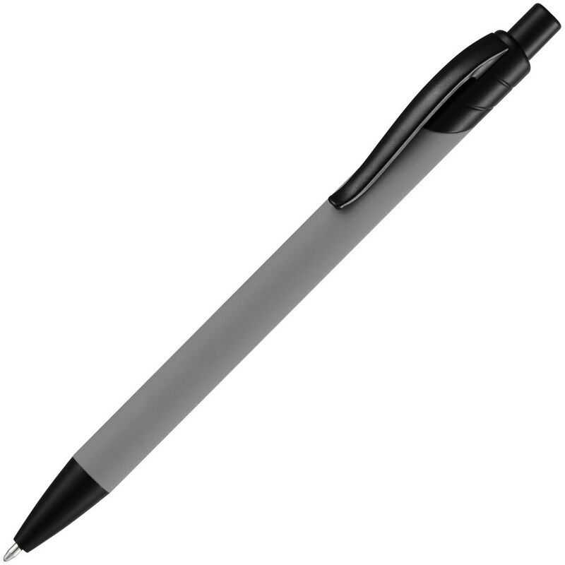 Ручка шариковая Undertone Black Soft Touch, серая с логотипом