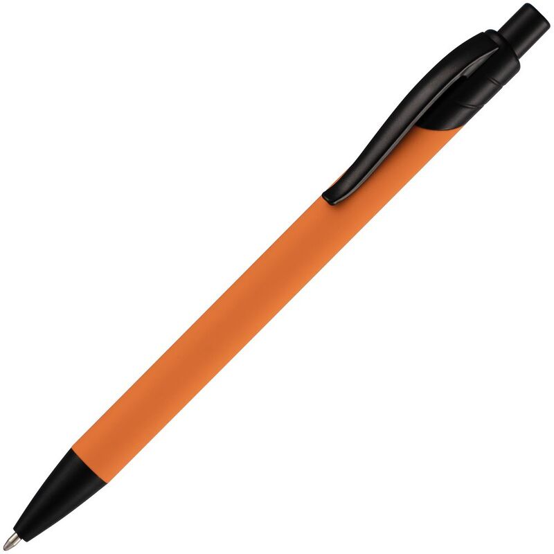 Ручка шариковая Undertone Black Soft Touch, оранжевая с логотипом