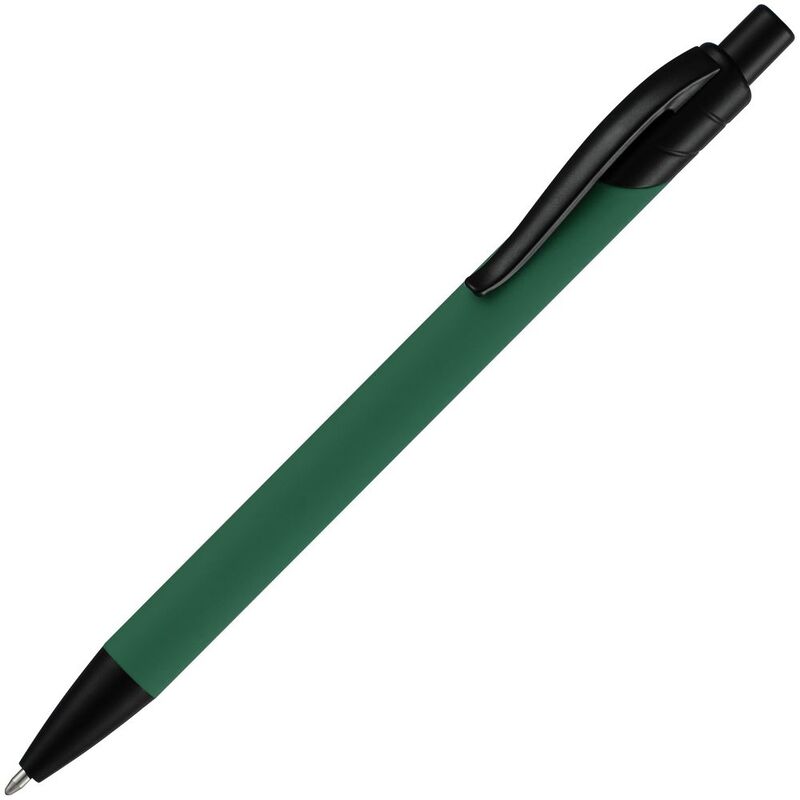 Ручка шариковая Undertone Black Soft Touch, зеленая с логотипом