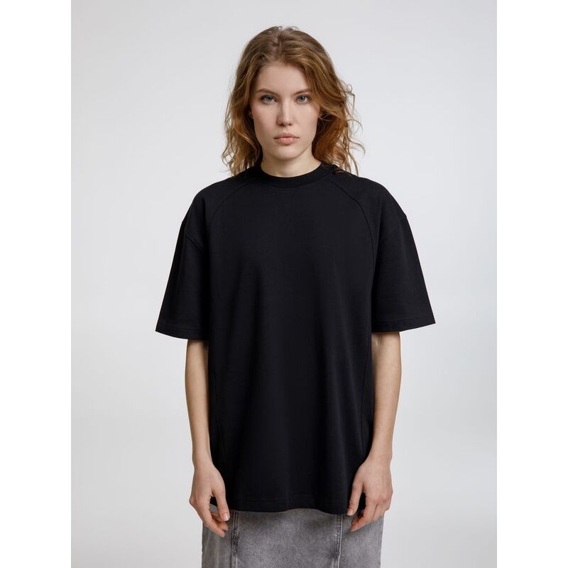 Футболка оверсайз унисекс Sideline, черная, размер XL/XXL с логотипом