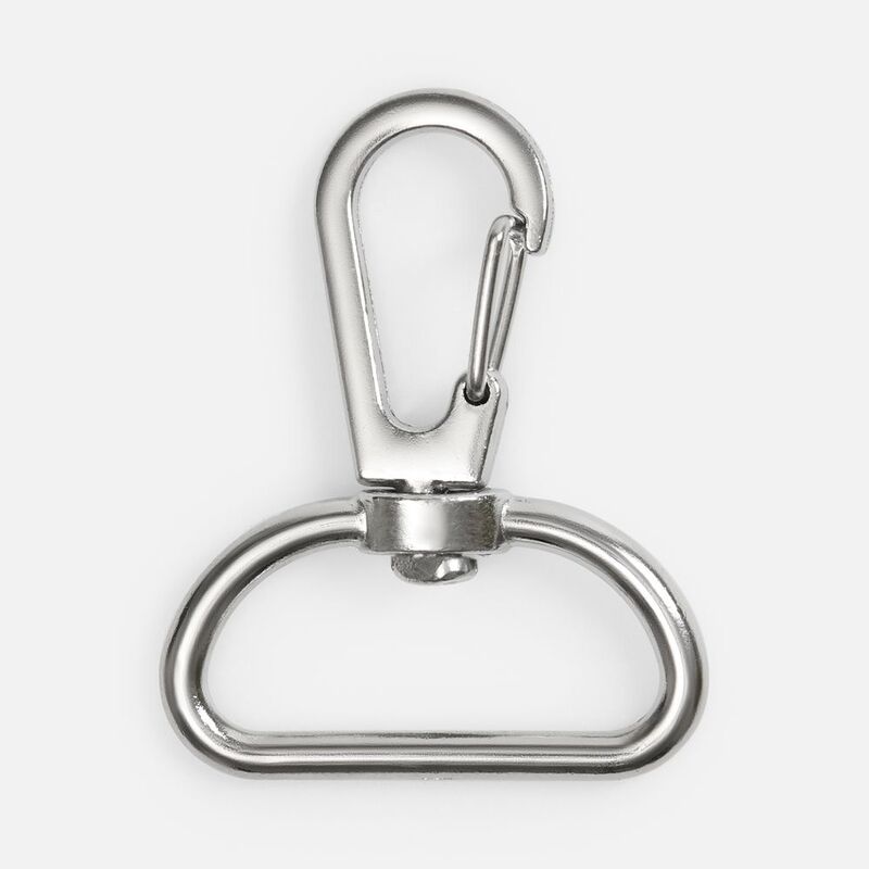 Застежка-карабин Snap Hook, L, серебристая (хром) с логотипом