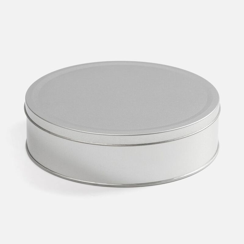 Коробка Pragmax L, круглая, серебристая с логотипом