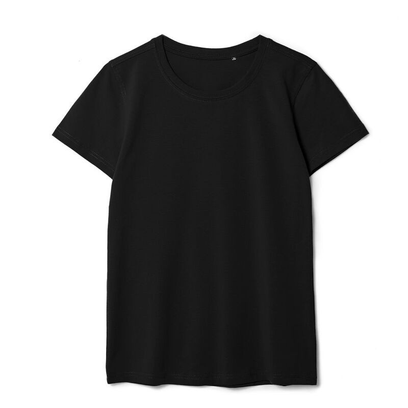 Футболка женская T-bolka Stretch Lady, черная, размер S с логотипом