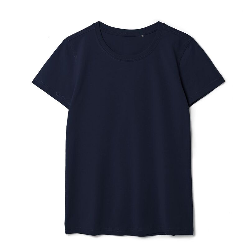 Футболка женская T-bolka Stretch Lady, темно-синяя (navy), размер S с логотипом