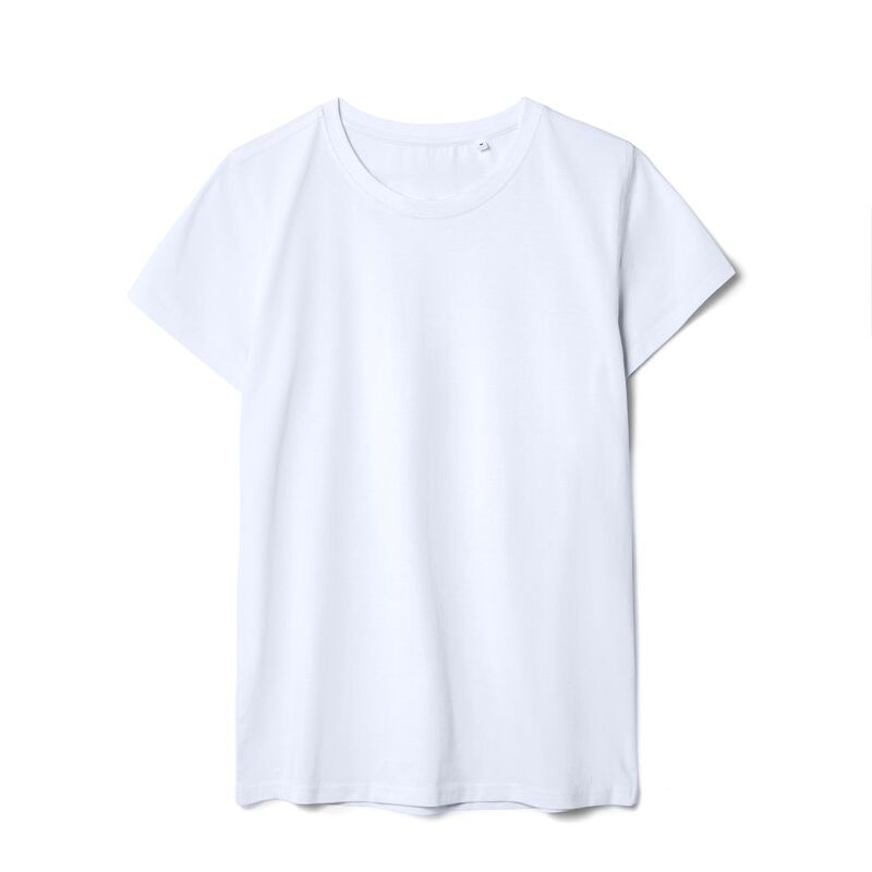 Футболка женская T-bolka Stretch Lady, белая (холодный оттенок), размер S с логотипом