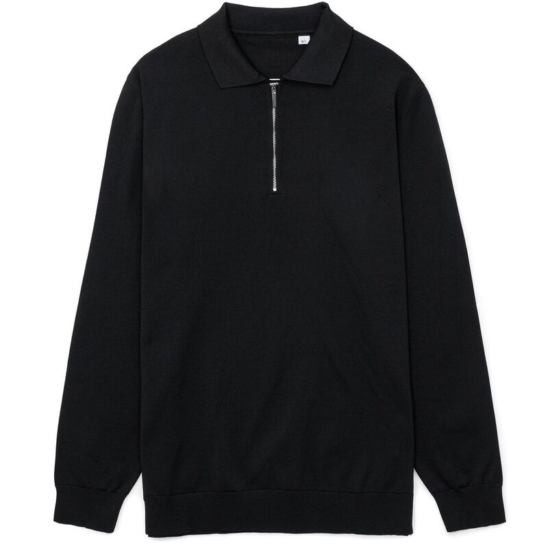 Рубашка поло мужская с длинным рукавом Terrazzo, черная, размер L/XL с логотипом
