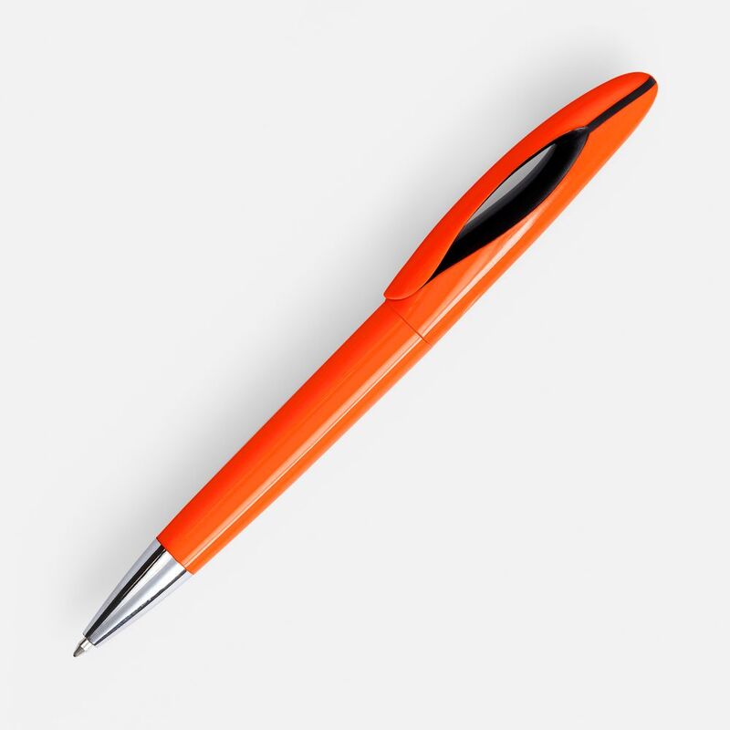 Ручка шариковая Nave Color, оранжевая с логотипом