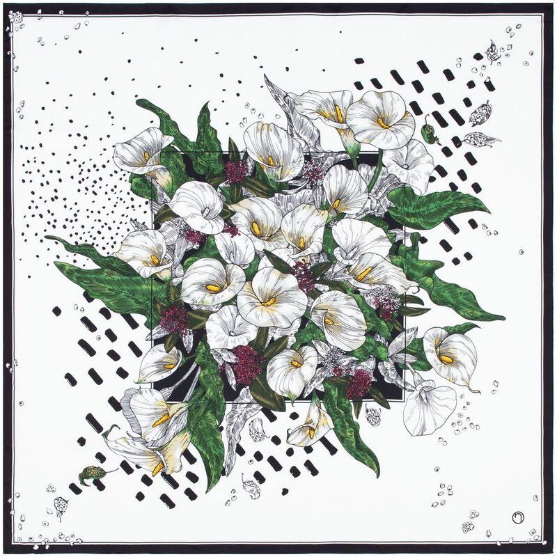 Платок шелковый Delicate, каллы с логотипом