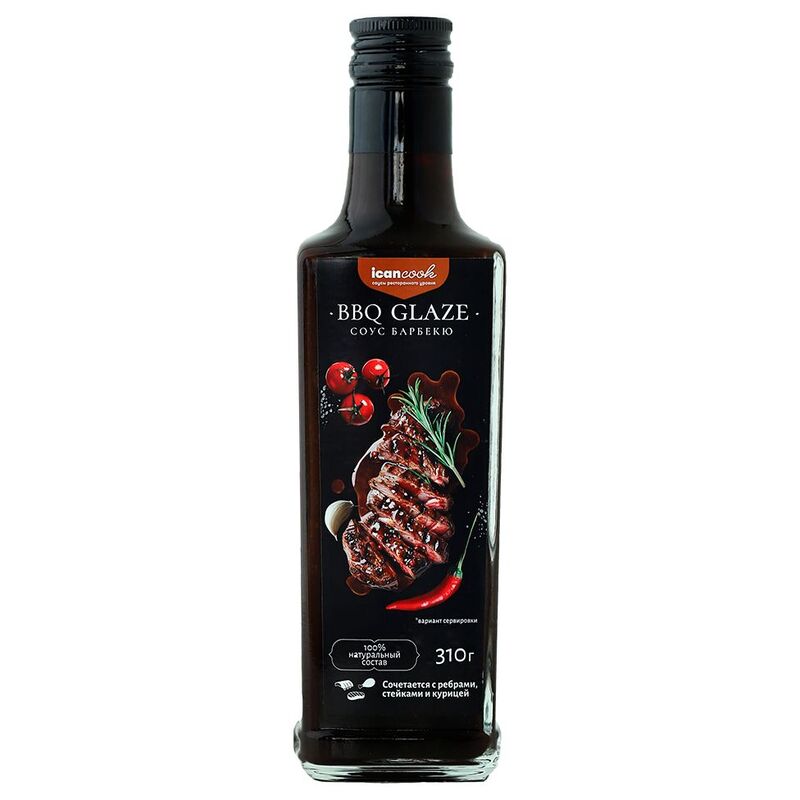 Соус Icancook в бутылке, барбекю глейз с логотипом
