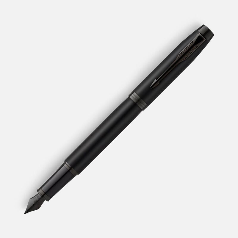 Ручка перьевая Parker IM Achromatic Black, черная с логотипом