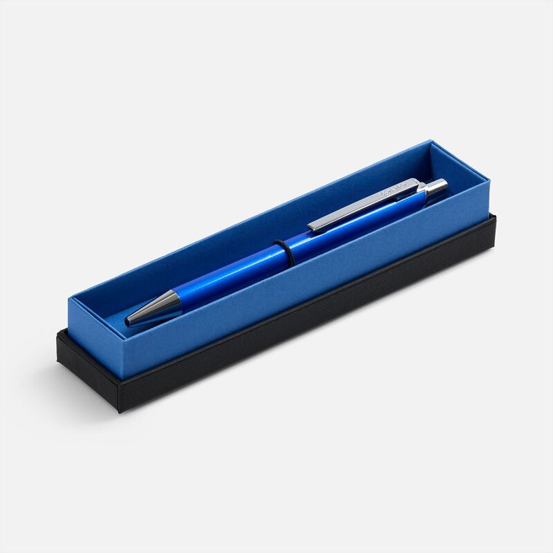 Ручка шариковая Arvent Glossy в футляре, синяя с логотипом