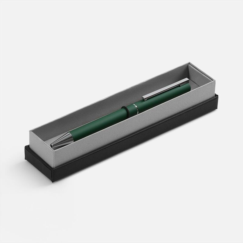 Ручка шариковая Blade Soft Touch в футляре, зеленая с логотипом