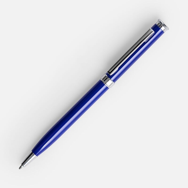 Ручка шариковая Finn Chrome, синяя с логотипом