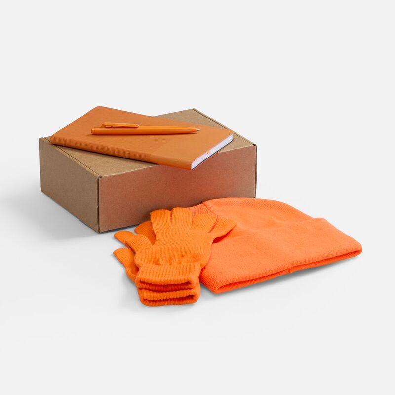 Набор Knit Warm, оранжевый с логотипом