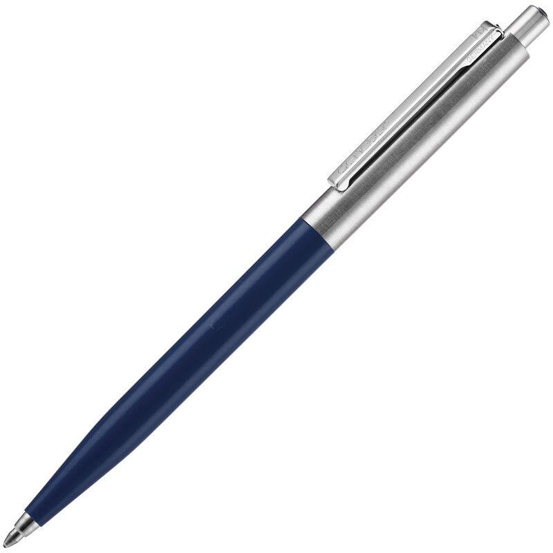 Ручка шариковая Senator Point Metal, ver.2, темно-синяя с логотипом