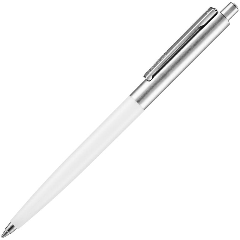 Ручка шариковая Senator Point Metal, ver.2, белая с логотипом