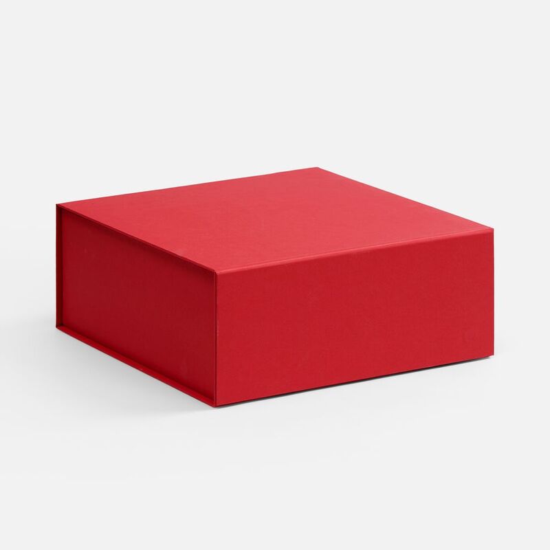 Коробка складная Quadra Fold, красная с логотипом