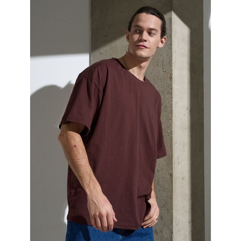 Футболка Oversize Premium, коричневая (шоколад), размер XXL с логотипом