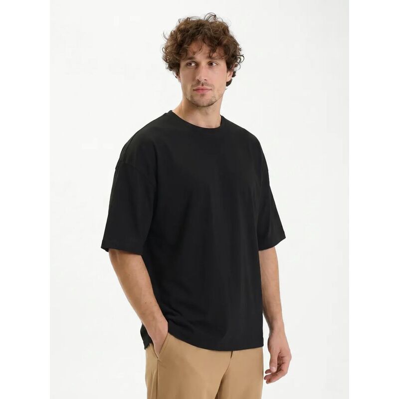 Футболка Oversize Premium 210, черная, размер S с логотипом