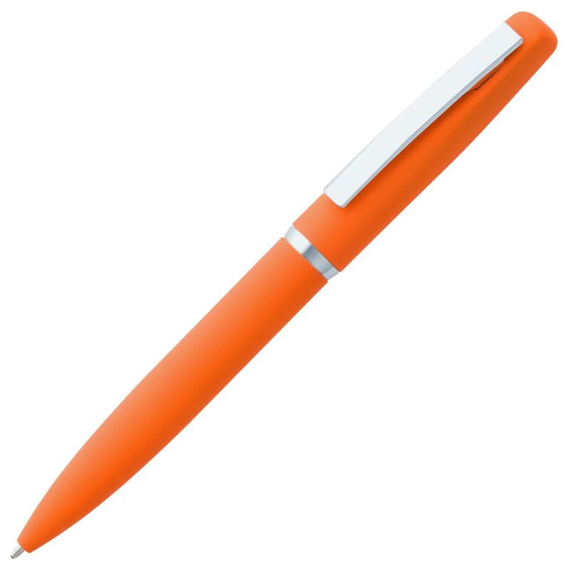Ручка шариковая Bolt Soft Touch, оранжевая с логотипом