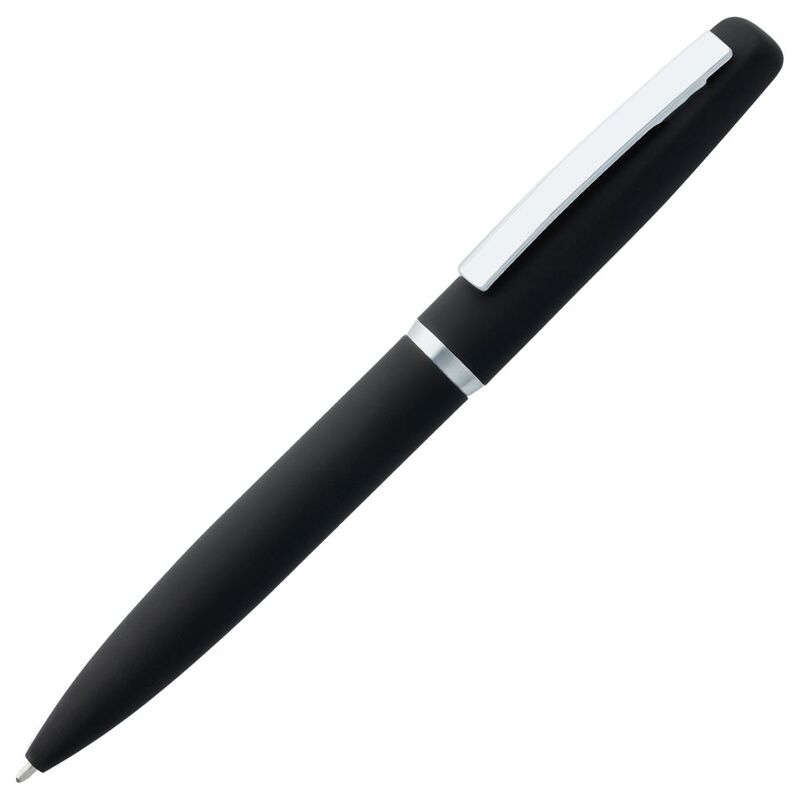 Ручка шариковая Bolt Soft Touch, черная с логотипом