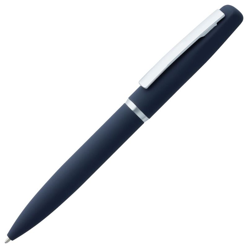 Ручка шариковая Bolt Soft Touch, синяя с логотипом