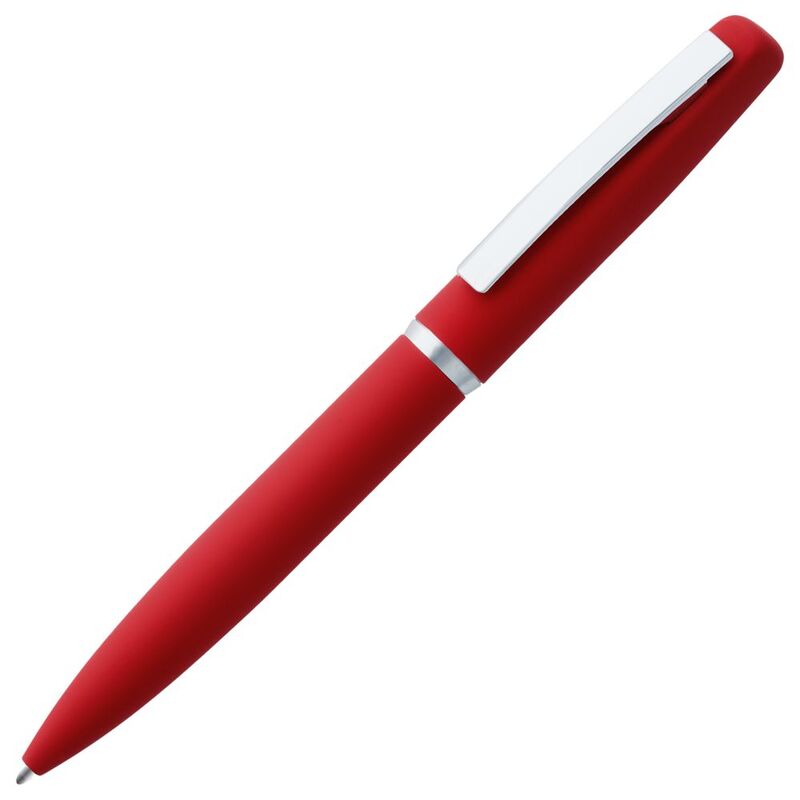 Ручка шариковая Bolt Soft Touch, красная с логотипом