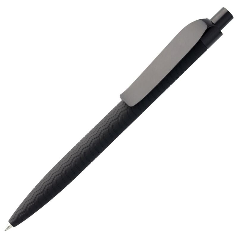 Ручка шариковая Prodir QS03 PRP Tyre Soft Touch, черная с логотипом