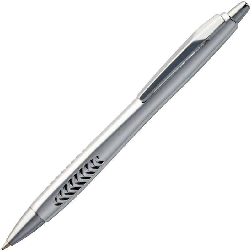 Ручка шариковая Barracuda, серебристая с логотипом