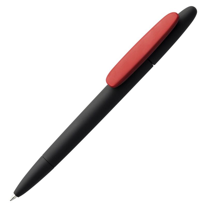 Ручка шариковая Prodir DS5 TRR-P Soft Touch, черная с красным с логотипом