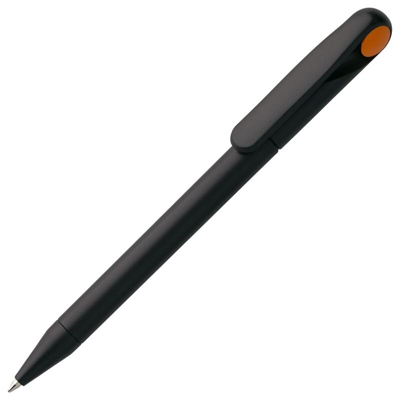 Ручка шариковая Prodir DS1 TMM Dot, черная с оранжевым с логотипом