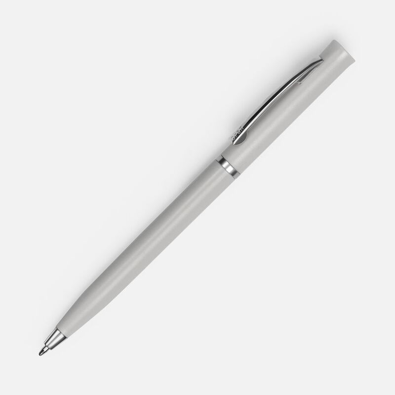 Ручка шариковая Euro Chrome, серая с логотипом