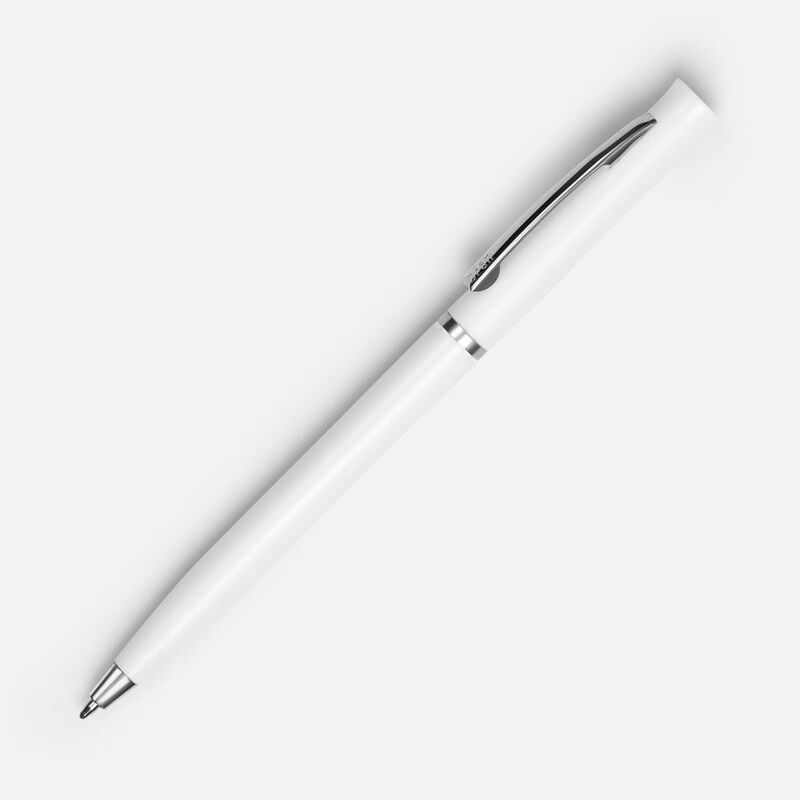 Ручка шариковая Euro Chrome, белая с логотипом
