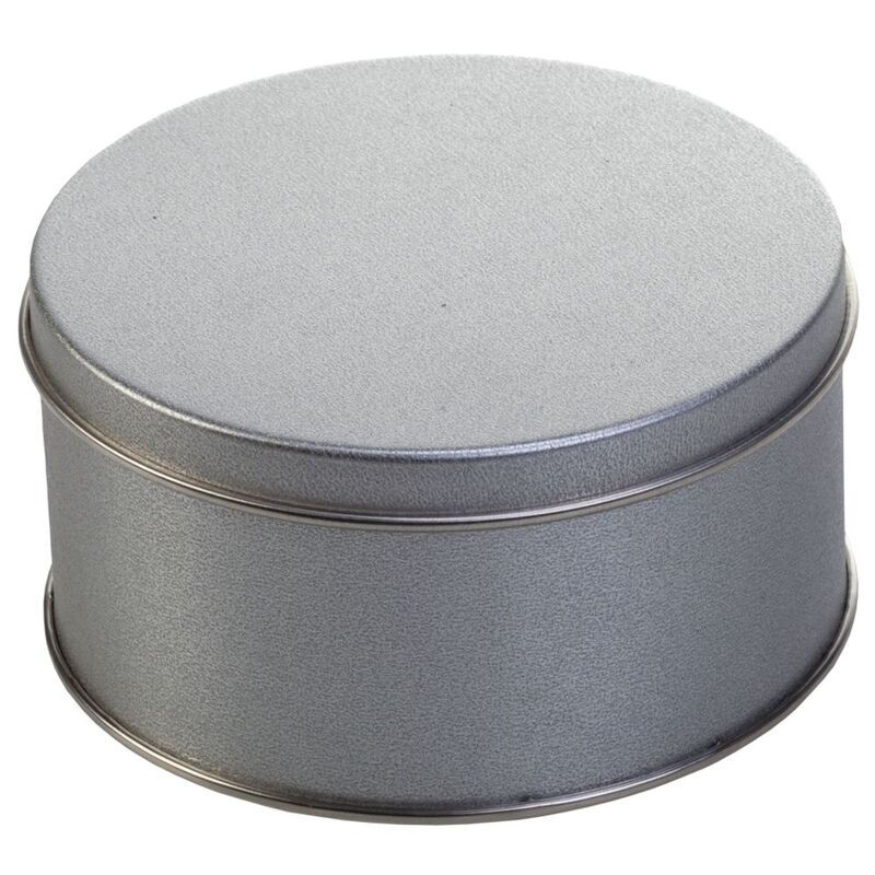 Коробка Pragmax S, круглая, серебристая с логотипом